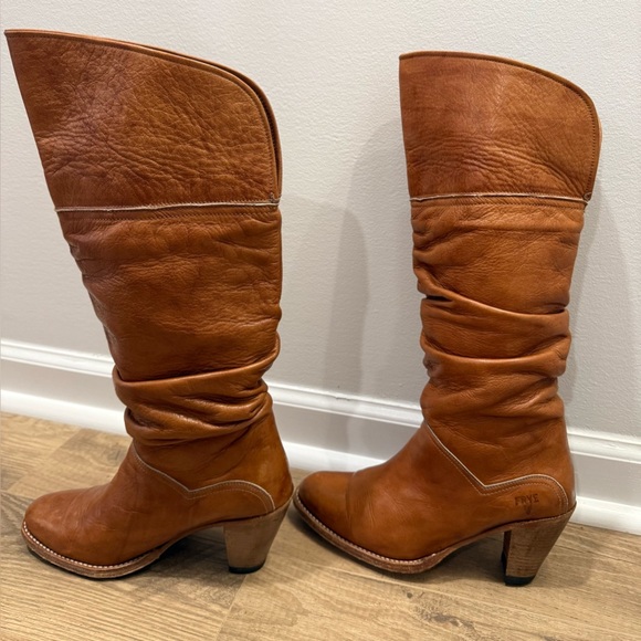 Frye Women's Brown Leather Heeled Boots - Picture 6 of 11